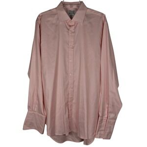 T. M. Lewin Luxury French Cuff Dress Shirt Men's 17.5x36 Regular Fit Pink